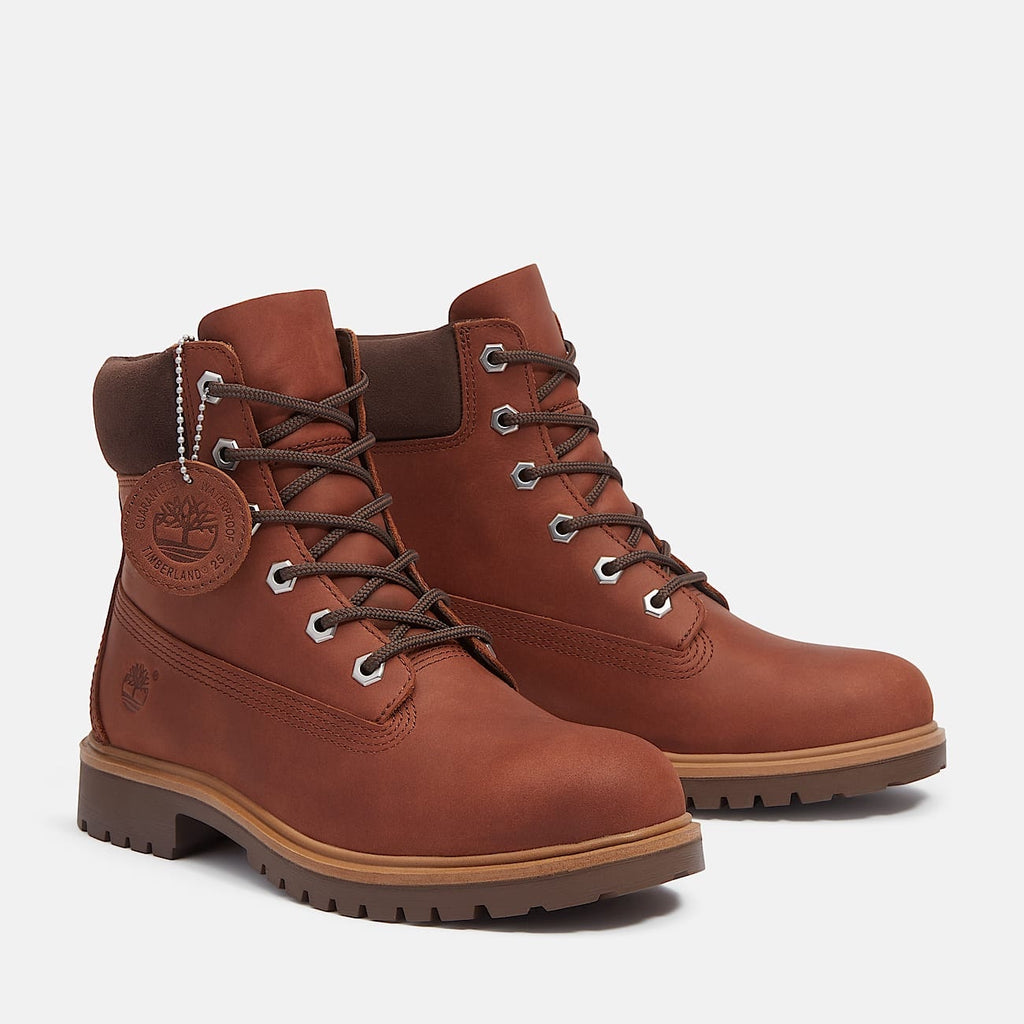 TIMBERLAND 25 WOMEN'S 5.5 WATERPROOF 6 IN BOOT NIB MEDIUM BROWN FULL-GRAIN