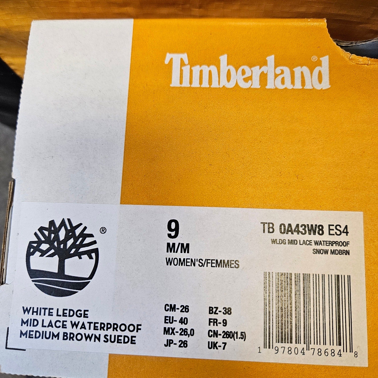 TIMBERLAND WOMEN'S 9 WHITE LEDGE MID LACE WATERPROOF SNOW BOOT BROWN NIB