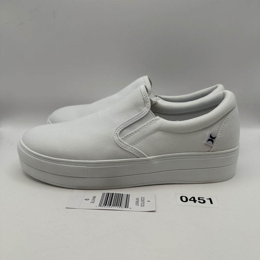 HURLEY Women's 9 Slip On Platform Triple White Canvas