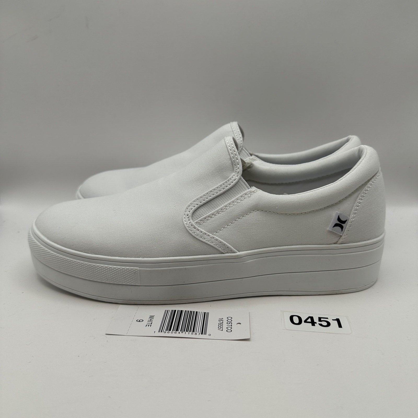 HURLEY Women's 9 Slip On Platform Triple White Canvas