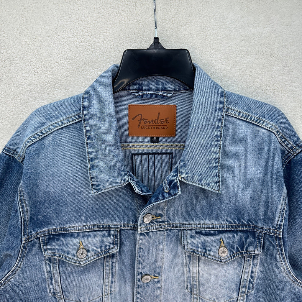 LUCKY BRAND X FENDER 70TH ANNIVERSARY XXLARGE EMBROIDERED GUITAR DENIM JACKET
