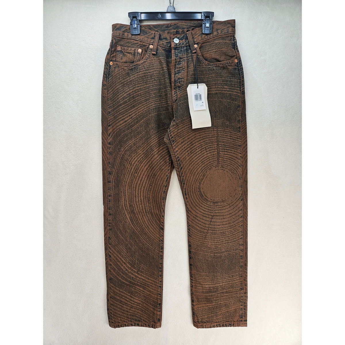 LEVI'S WOMEN'S 27 X EMMA CHAMBERLAIN 501 ORIGINAL JEANS TREE RINGS BROWN