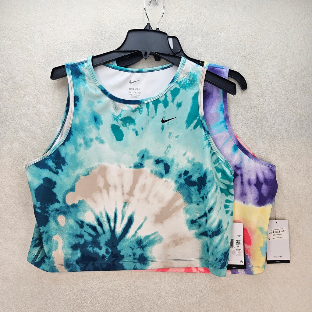 LOT OF 2 NIKE WOMEN'S XXL TIE DYE TRAINING RUNNING SLIM FIT TANK NWT