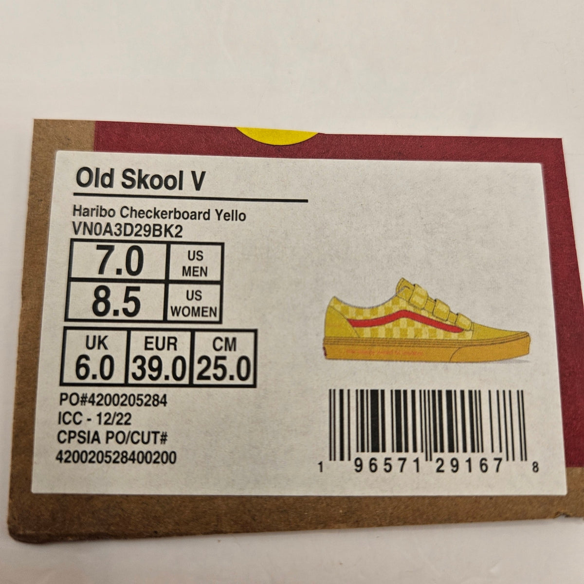 VANS X HARIBO GUMMY BEAR OLD SKOOL MEN'S 7 WOMEN'S 8.5 YELLOW SNEAKER NWOB