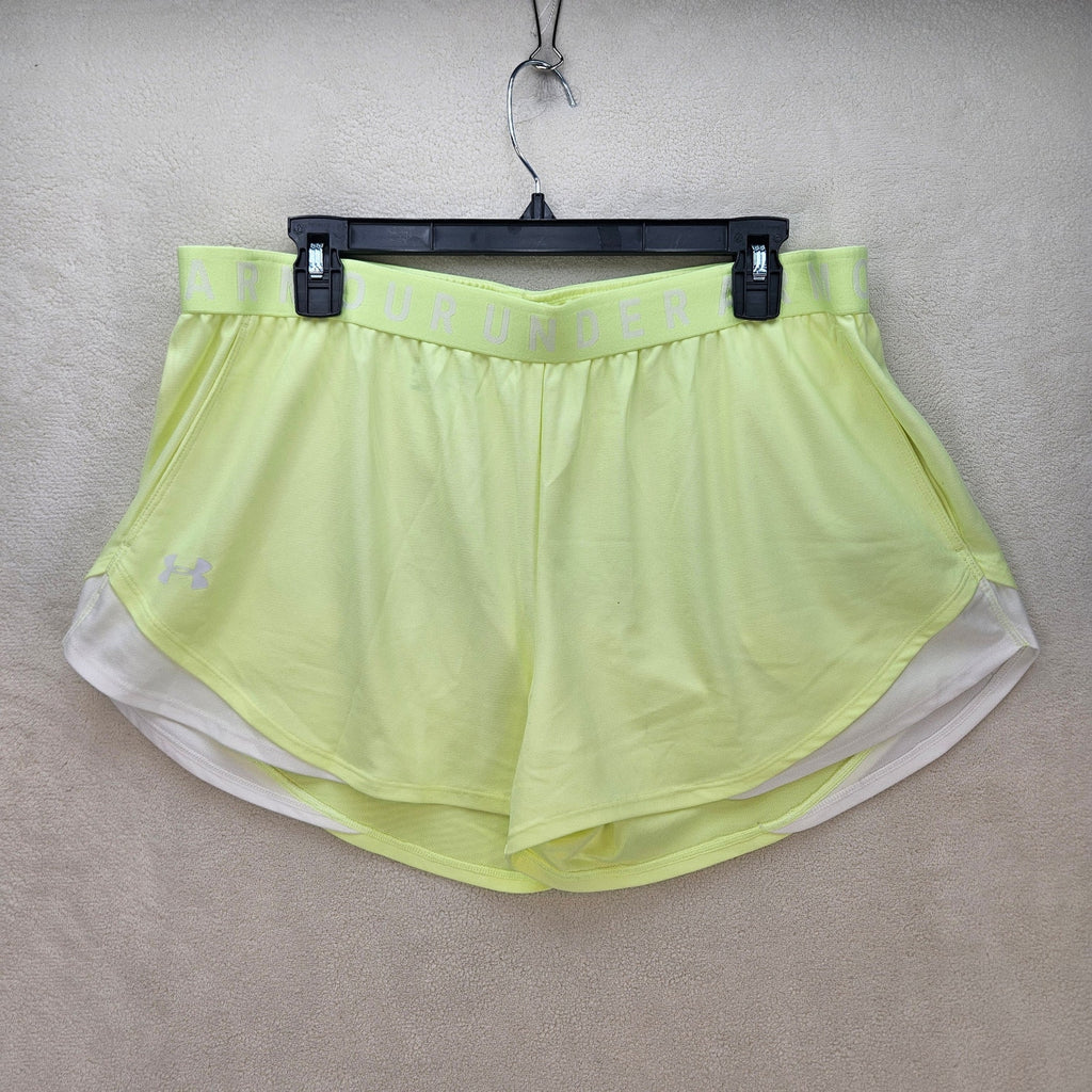 UNDER ARMOUR WOMEN'S XL NEON YELLOW PLAY UP SHORTS 3.0 1344552 NWT
