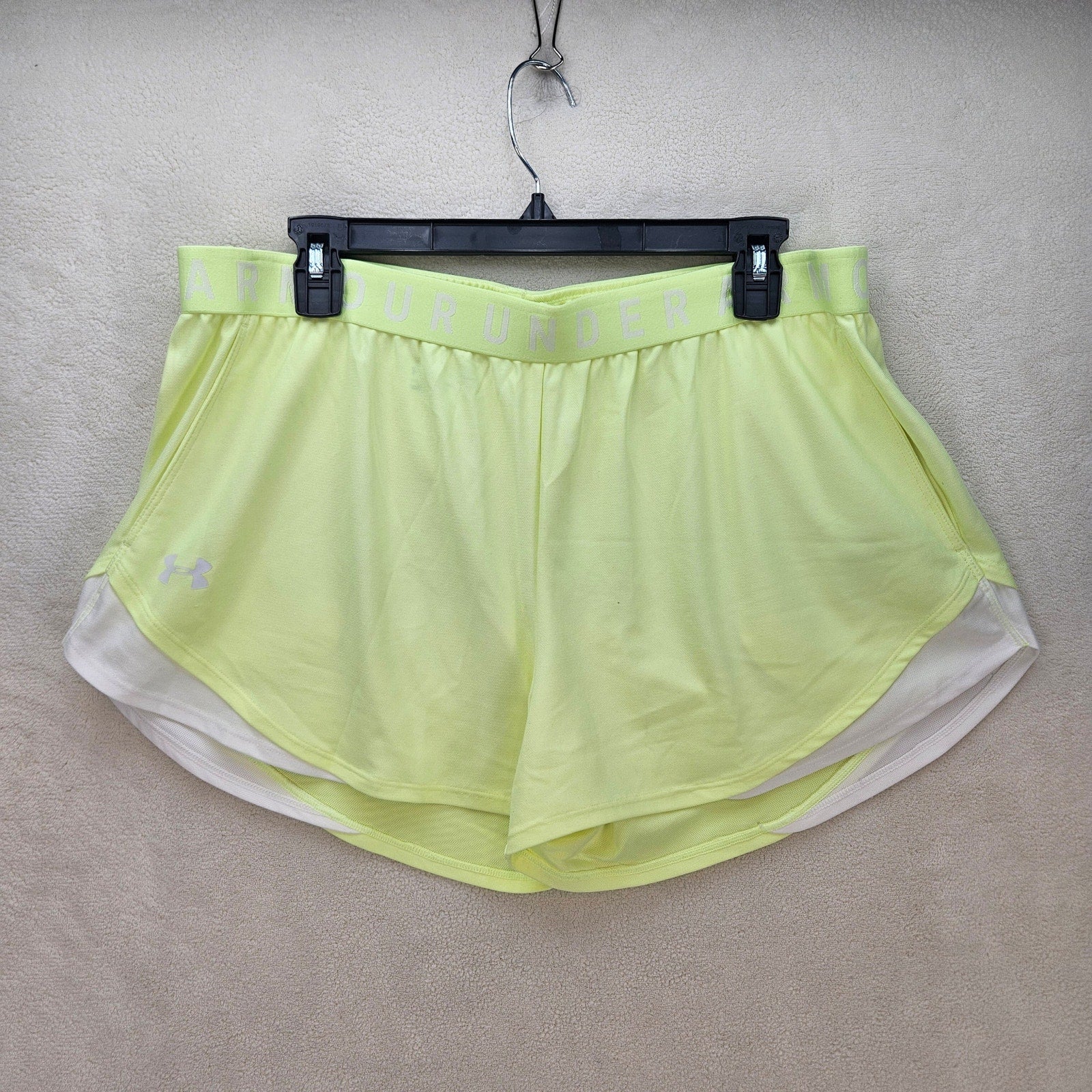 UNDER ARMOUR WOMEN'S XL NEON YELLOW PLAY UP SHORTS 3.0 1344552 NWT