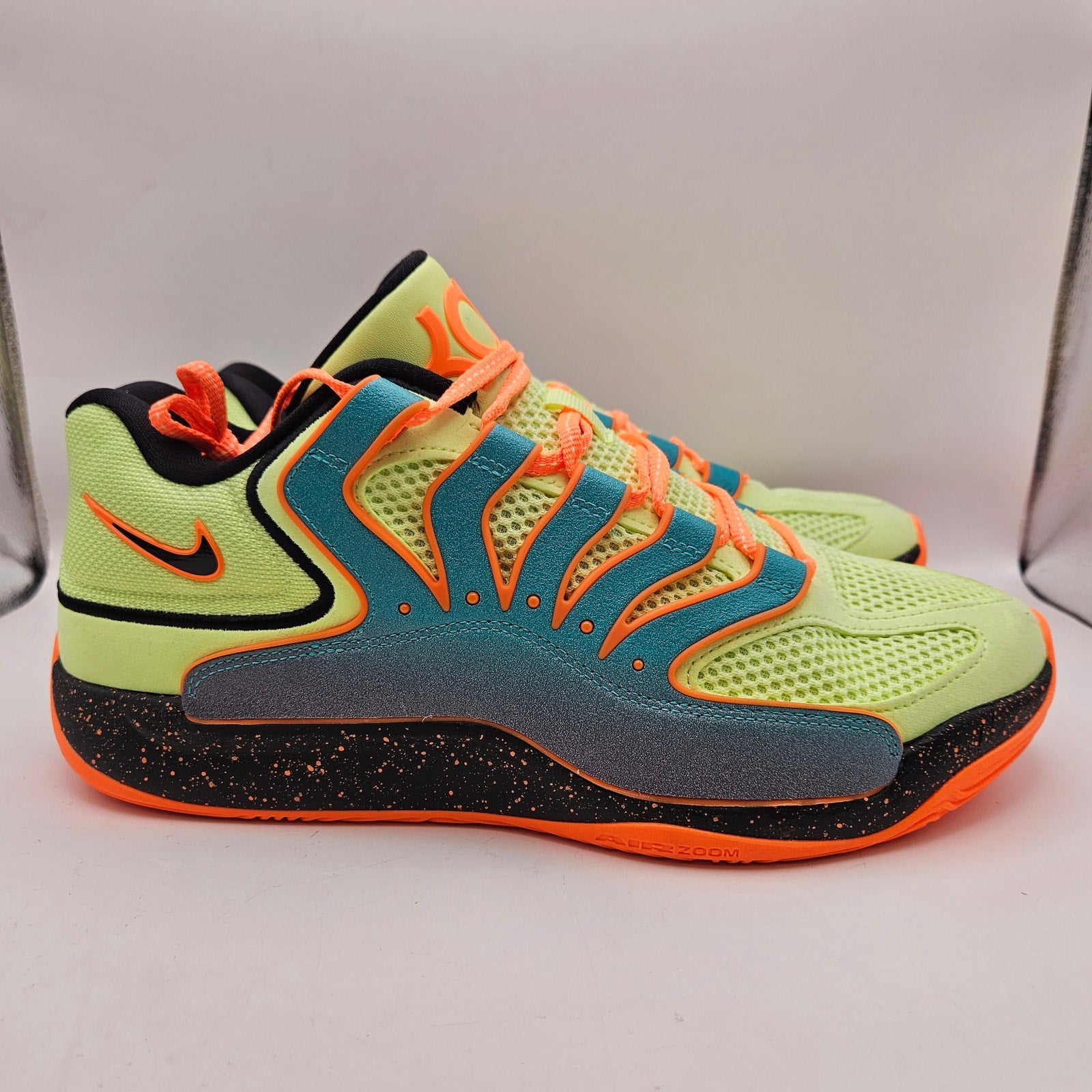 NIKE KD18 M11 BBALL HV1993-301 NEW TIMELINE CLEAR JADE LIQUID LIME ORANGE NEON
