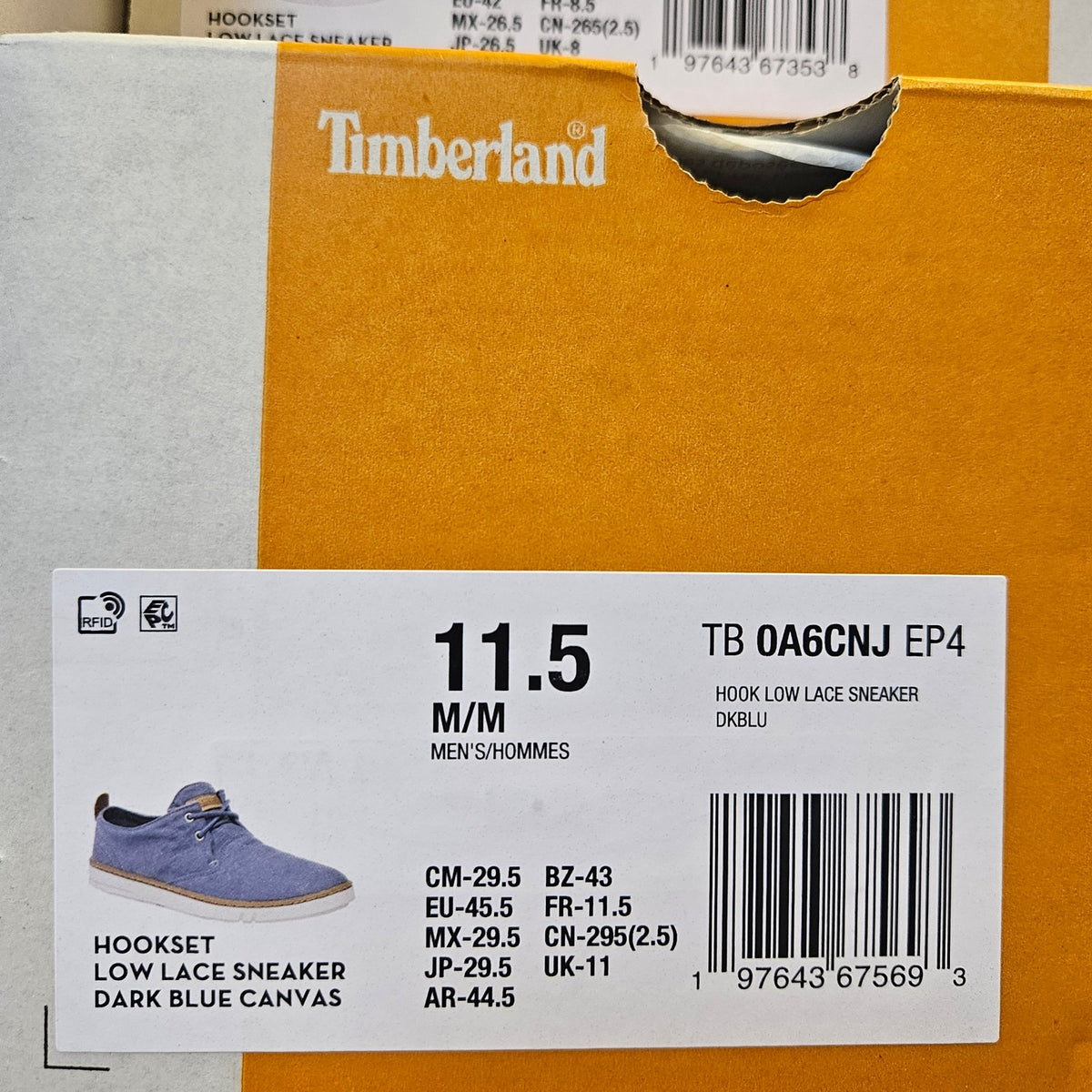 TIMBERLAND MEN'S 11.5 HOOKSET LOW LACE SNEAKER BLUE CANVAS BOAT SHOE TB0A6CNJEP4