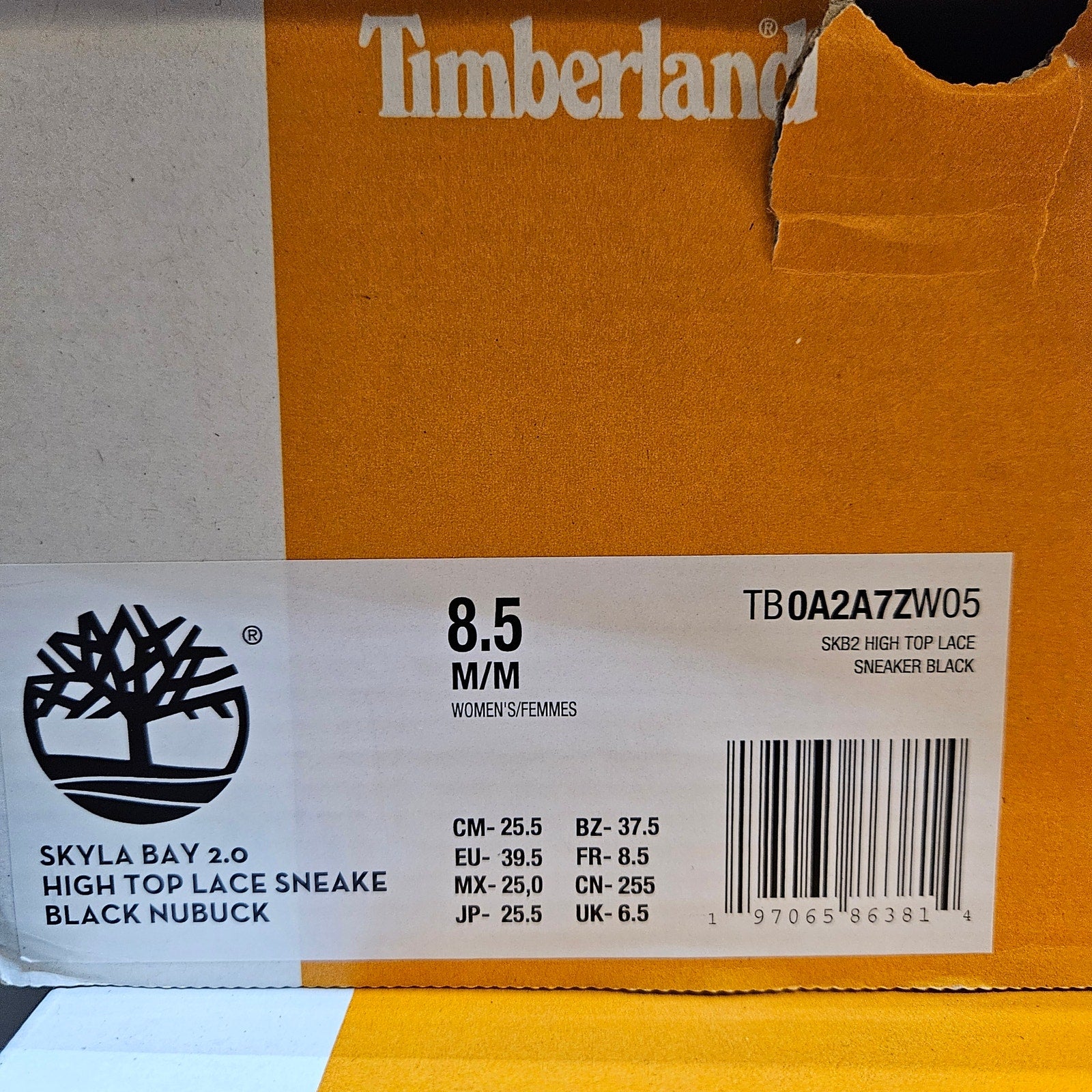TIMBERLAND WOMEN'S 8.5 SKYLA BAY 2.0 HI TOP LACE SNEAKER BLACK NUBUCK NIB