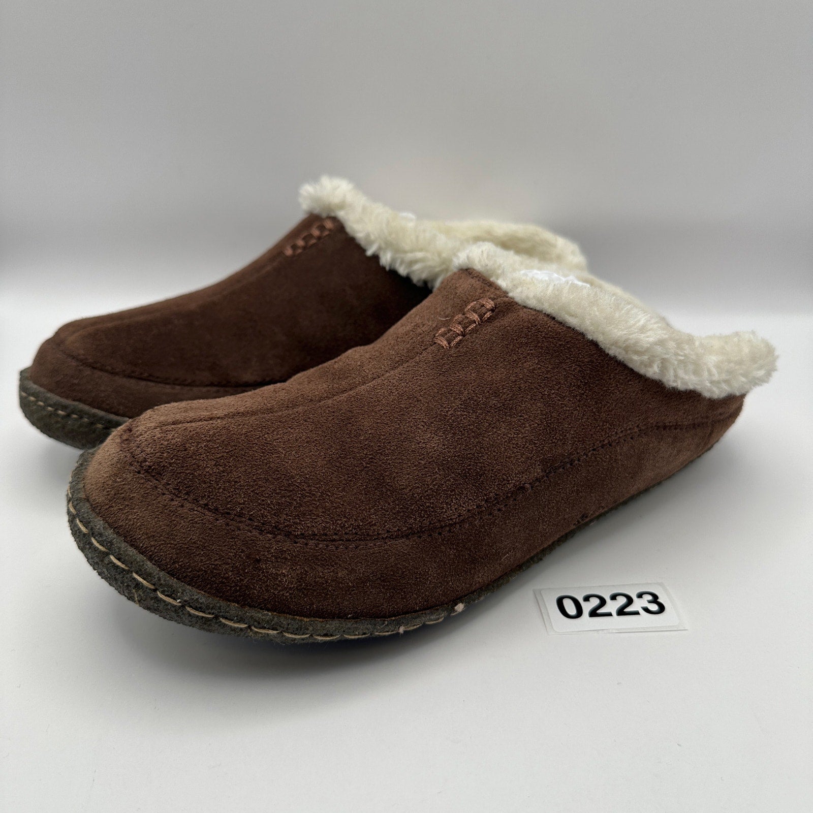 COLUMBIA Men's 7 Brown Sherpa Fur Clog Suede