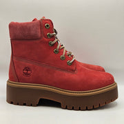 TIMBERLAND WOMEN'S 7 STONE STREET 6 IN WATERPROOF PLATFORM RED BOOTS TB0A2H3CET1