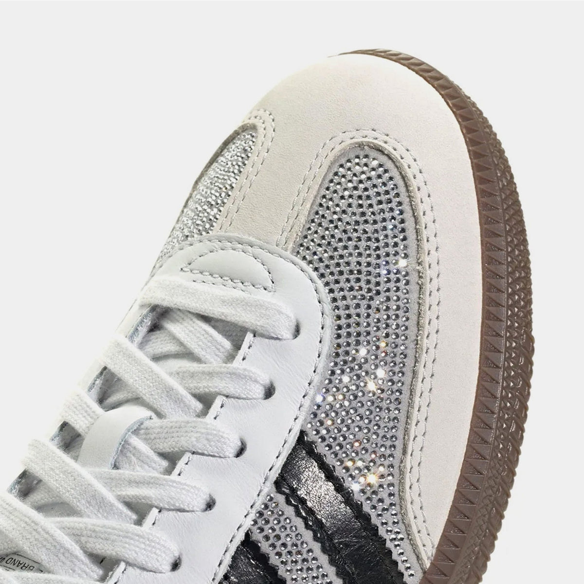 ADIDAS ORIGINALS WOMEN'S 10.5 SAMBA OG CRYSTAL WHITE RHINESTONES LOW TOP SNEAKER