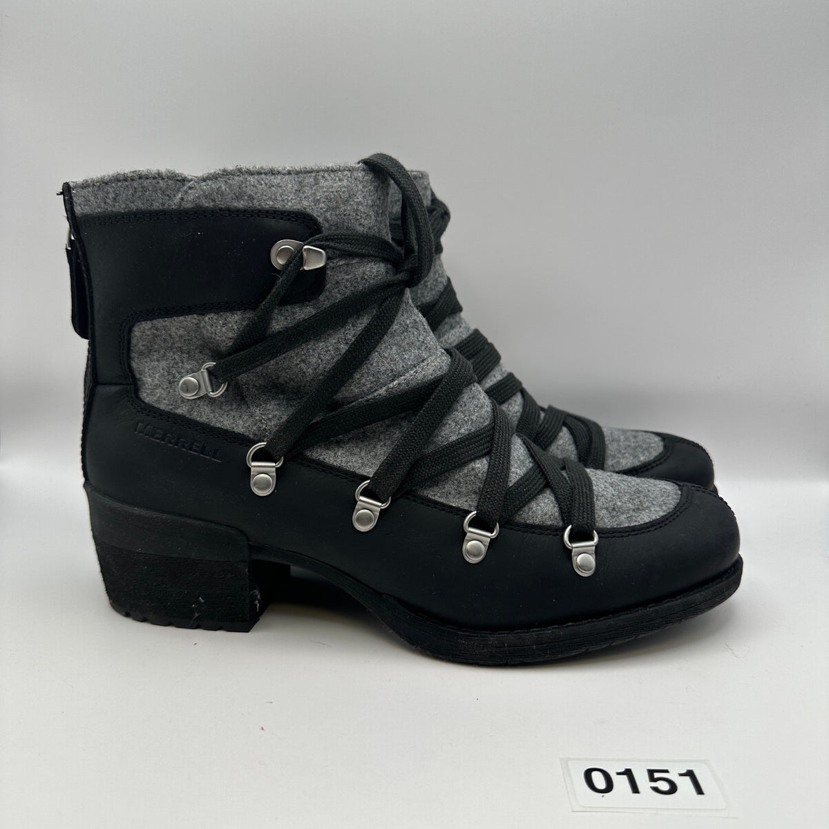 MERRELL Women's 8 Shiloh 2 Warm Pump boot J007720 Black/Gray Zip Up Feature