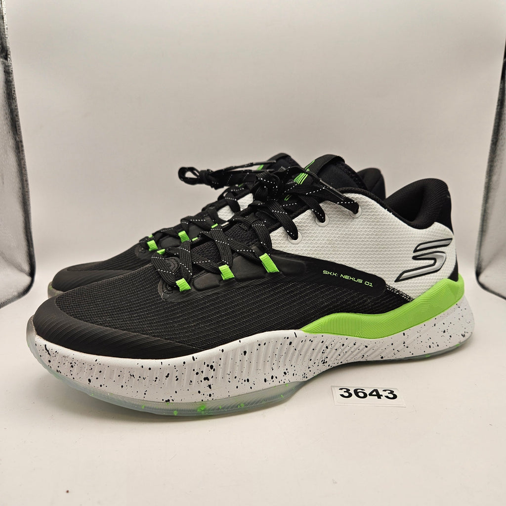 SKECHERS SKX MEN'S 12 NEXUS 02 BLACK GREEN BASKETBALL SHOES 253015 NWOB