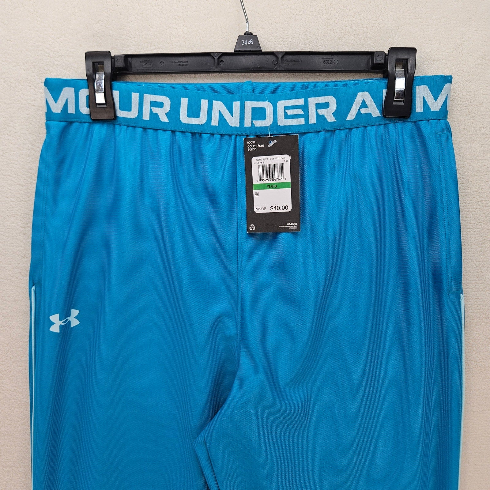 UNDER ARMOUR GIRLS L TRAINING PLAY UP PANTS TEAL BLUE 1366768-446 NWT