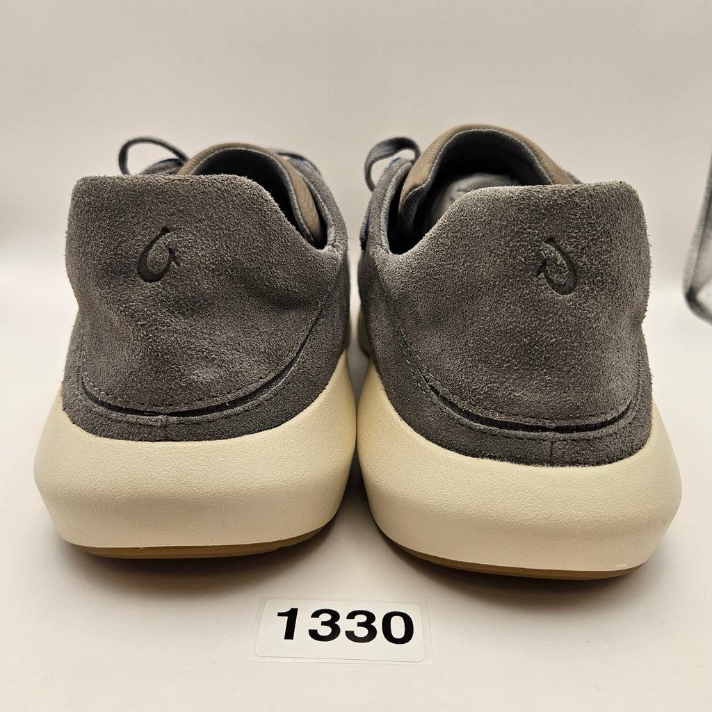 OLUKAI MEN'S 14 KOHEO CHARCOAL GREY LOW TOP SNEAKER GUM BOTTOM SOLE NWOB