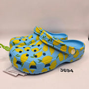 CROCS M6 W8 CLASSIC FRESH FRUITS LEMON PRINT CLOG BLUE YELLOW NWT 211008-4WD