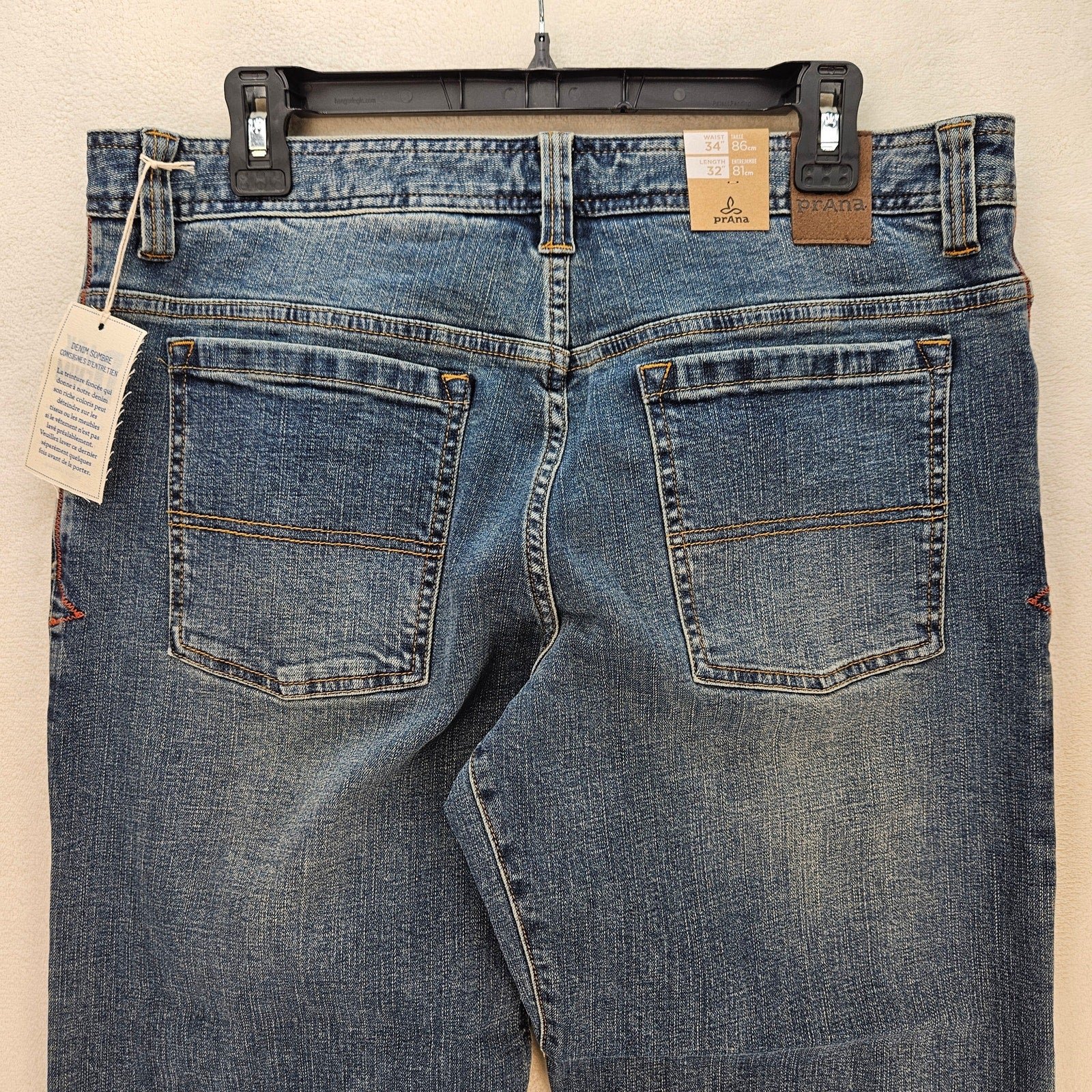 PRANA MEN'S 34X32 AXIOM JEAN ANTIQUE STONE WASH NWT STRAIGHT LEG