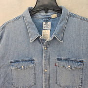 LEVI'S MEN'S 2XL WESTERN RELAXED FIT SHIRT MEDIUM WASH PATCHWORK A19190074