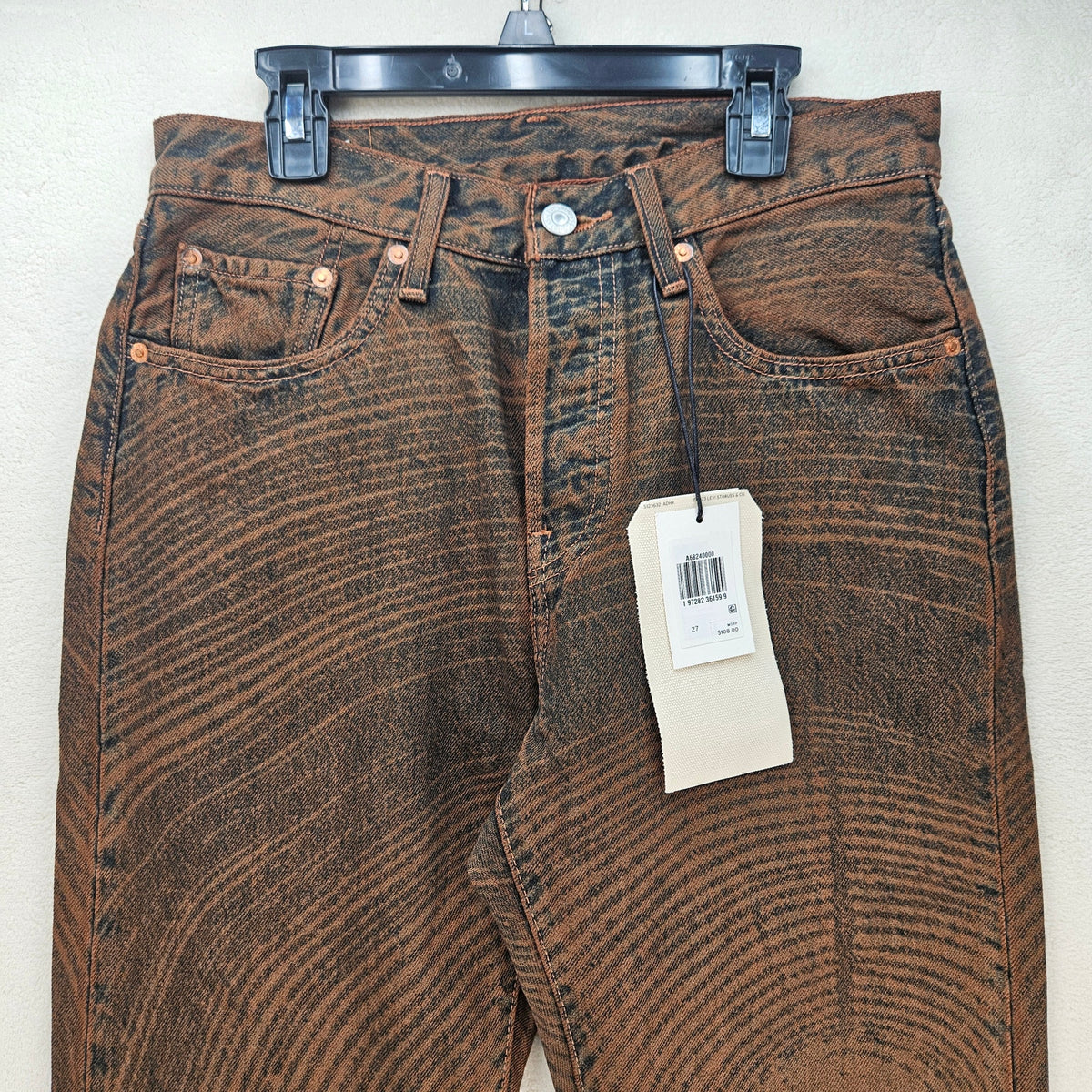 LEVI'S WOMEN'S 27 X EMMA CHAMBERLAIN 501 ORIGINAL JEANS TREE RINGS BROWN