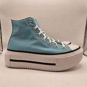 CONVERSE WOMEN'S 10 ALL STAR DOUBLE STACK PLATFORM HI TOP BLUE WHITE A115543C