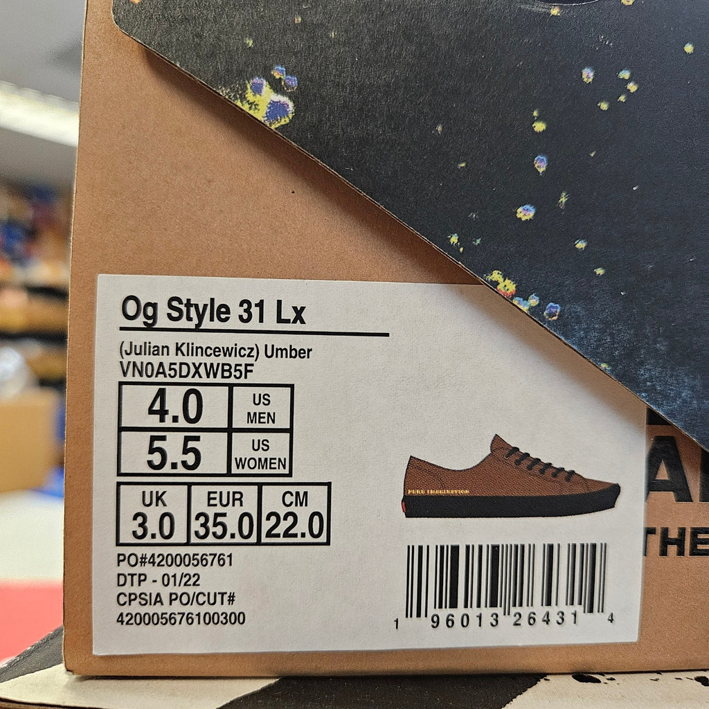 VANS X JULIAN KLINCEWICZ M4 W5.5 BROWN SUEDE OG STYLE 31 LX NIB