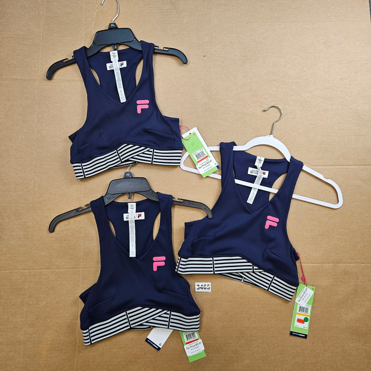 LOT OF 3 - FILA WOMEN'S (2XS1S) CHRIS BEVANS COLLAB BAYE CROP TOP SPORTS BRA NWT