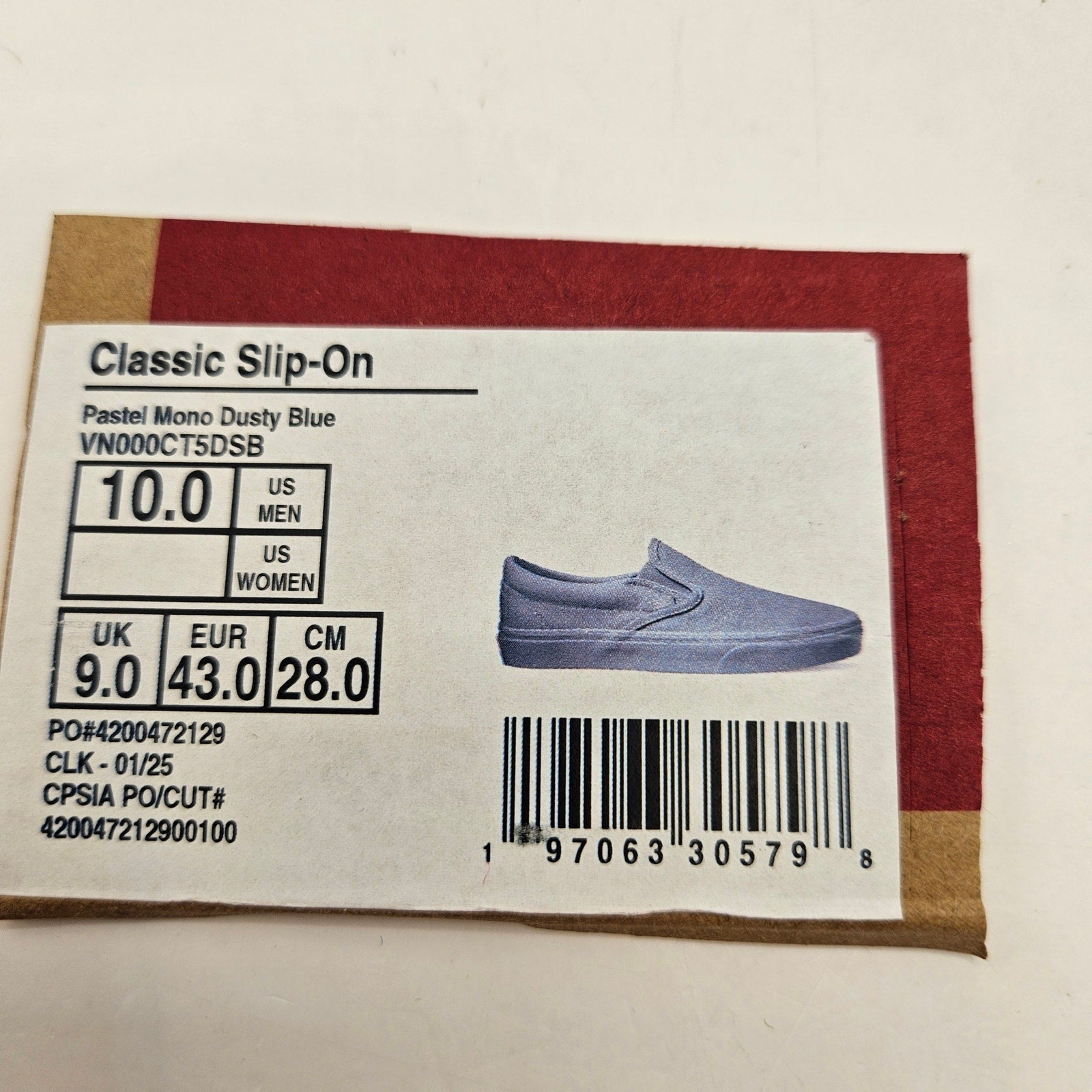 VANS MEN'S 10 CLASSIC SLIP ON PASTEL MONO DUSTY BLUE NWOB