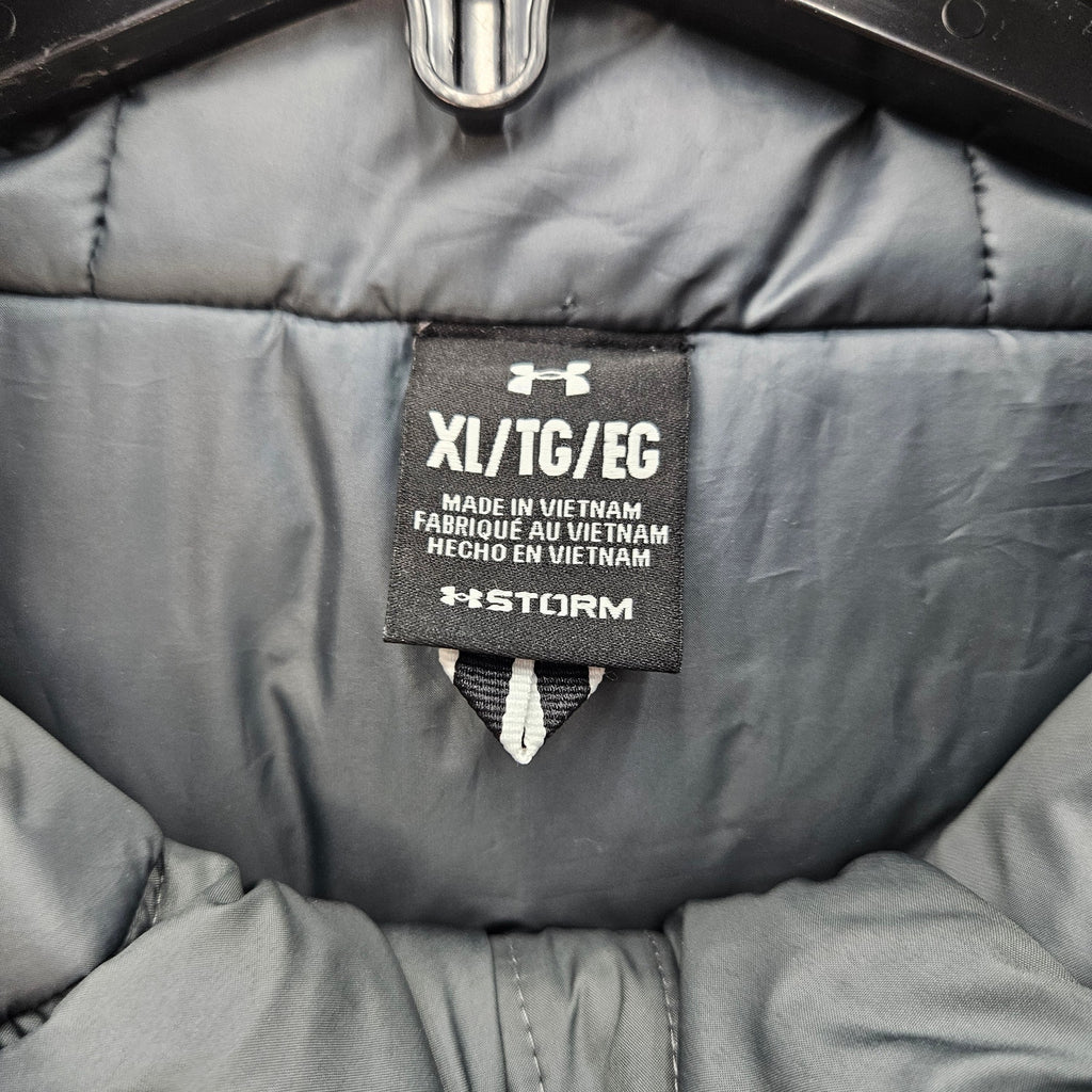 UNDER ARMOUR MEN'S XL STORM INSULATE BENCH COAT GRAY HOODED PARKA LONG NWT
