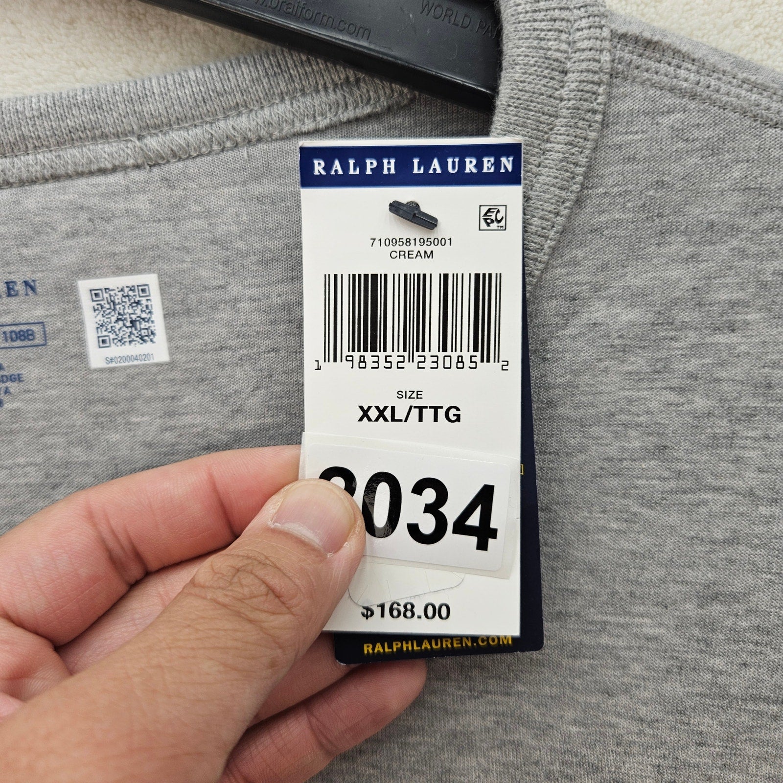 POLO RALPH LAUREN MEN'S XXL DEFENDER BEAR DOUBLE-KNIT SWEATSHIRT GRAY NWT