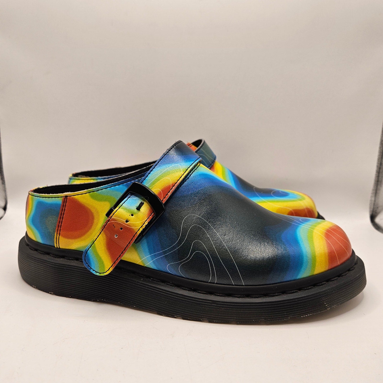 DR MARTENS MEN'S 8 ISHAM GENIX NAPPA RECLAIMED THERMAL MAP SLINGBACK MULE NWOB