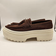 CONVERSE WOMEN'S 10 LUGGED HEEL PLATFORM LOAFER SUEDE BROWN TASSEL A15552C