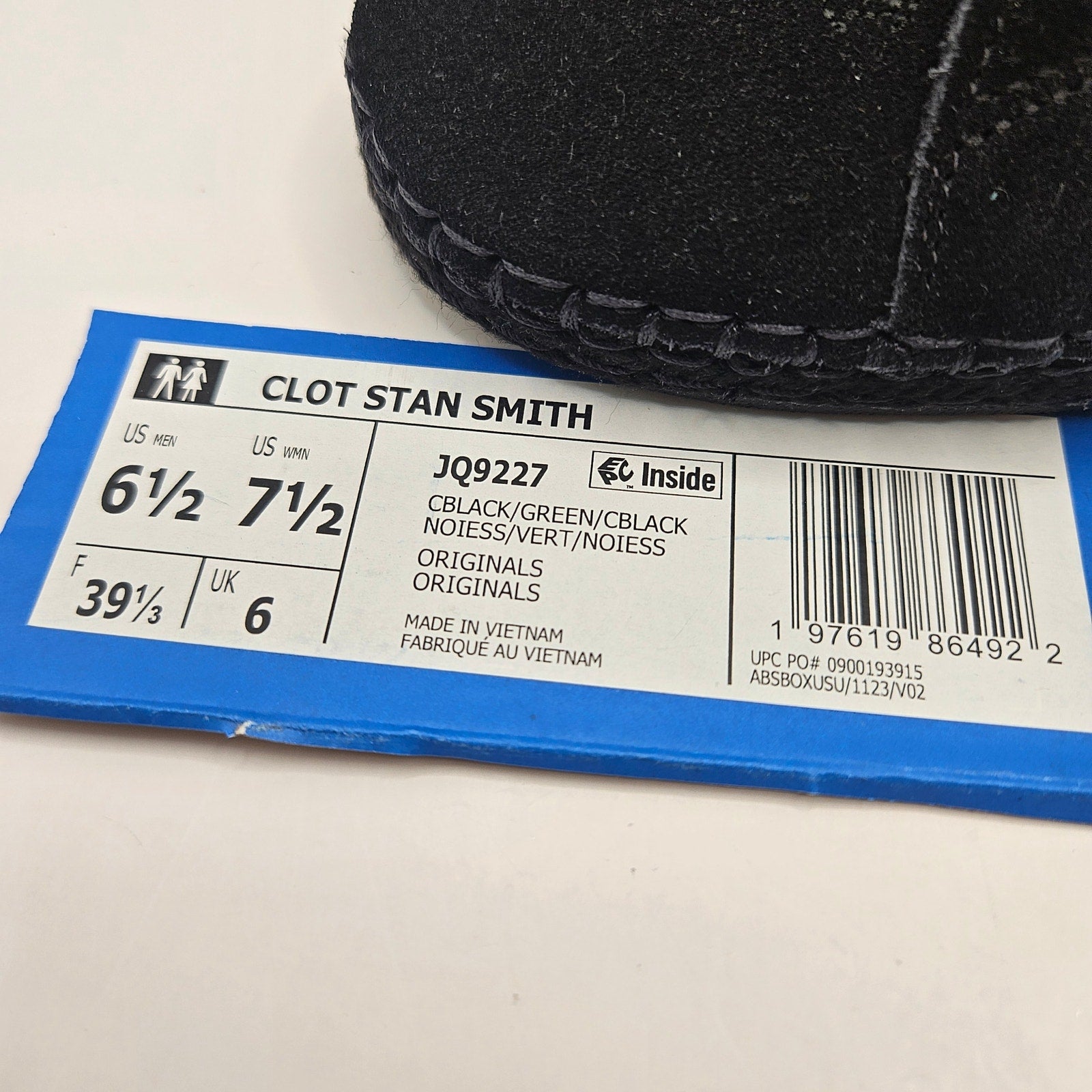 ADIDAS ORIGNAL X CLOT STANSMITH MEN'S 6.5 BLACK SUEDE JQ9227 NWOB