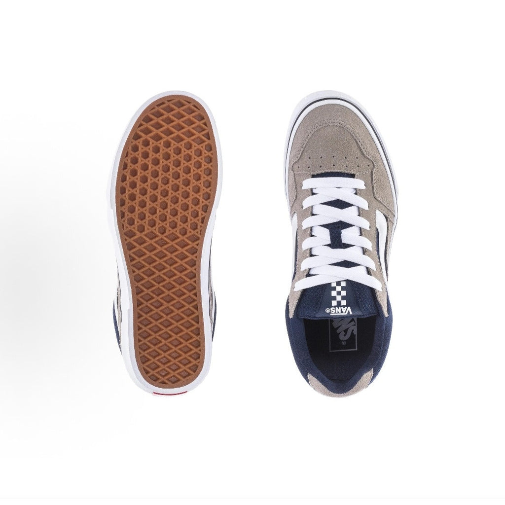 VANS MEN'S 11.5 CALDRONE LOW TOP SKATE SNEAKER SUEDE MESH GREY BLUE NIB