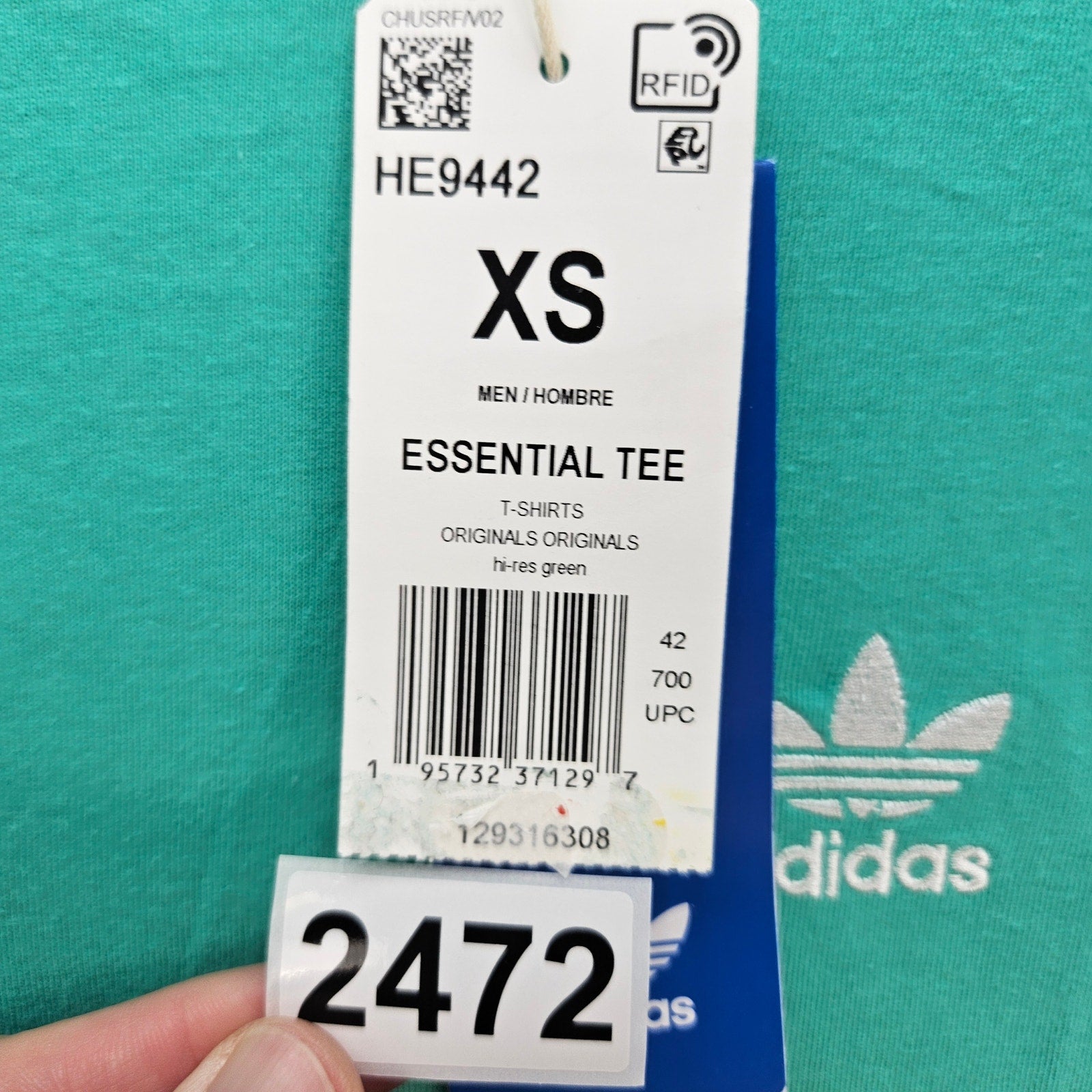 ADIDAS ORIGINALS MEN'S XS TEAL SHORT SLEEVE TSHIRT NWT HE9442