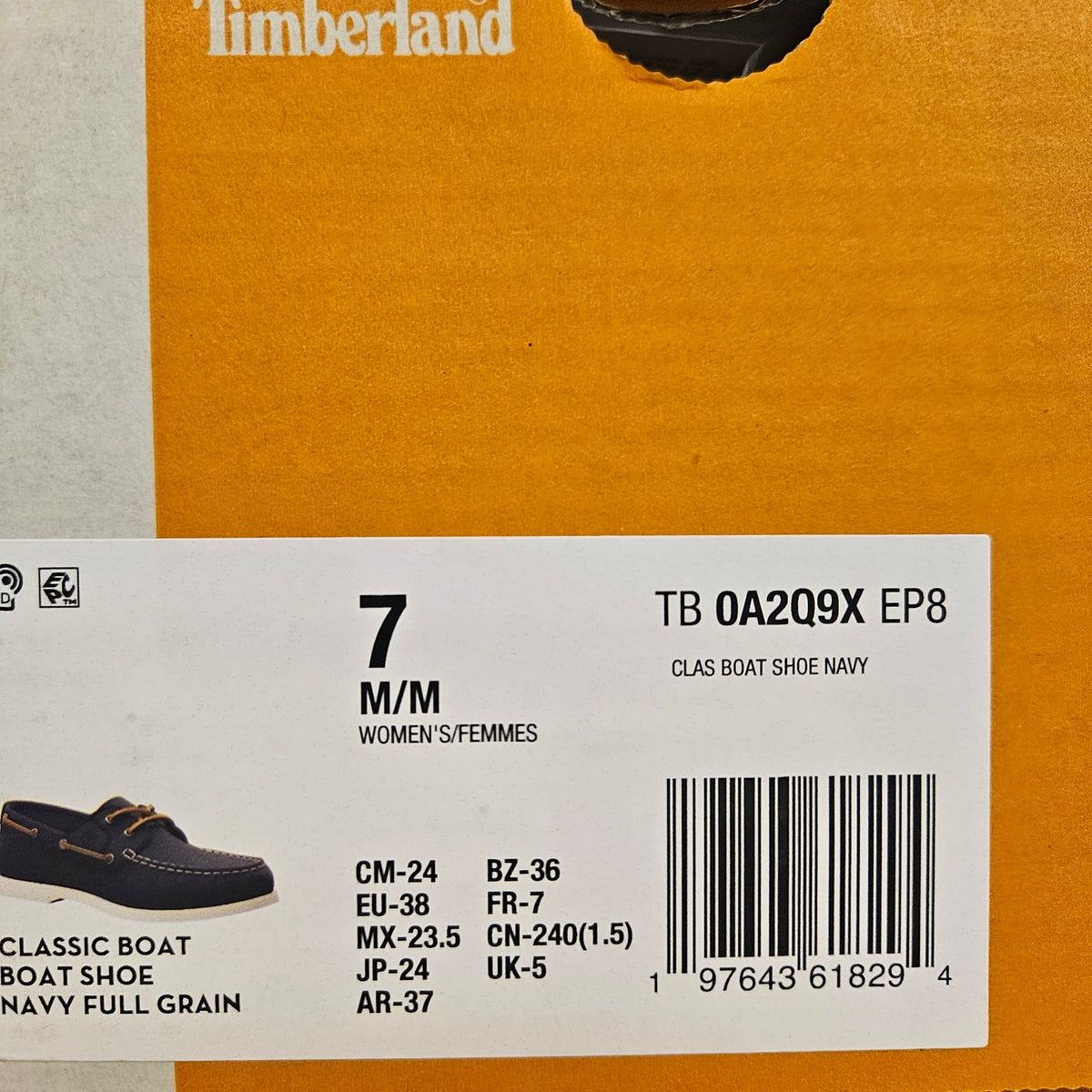 TIMBERLAND WOMEN'S 7 CLASSIC BOAT SHOE NAVY FULL GRAIN NIB TB0A2Q9XEP8