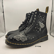 DR MARTEN'S MEN'S 13 1460 PASCAL BLACK CELESTIAL MOTH EMBROIDERED BOOTS NWOB