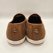 LAUREN RALPH LAUREN WOMEN'S 7.5 JINNY WOVEN SLIP-ON SNEAKER TAN NWOB