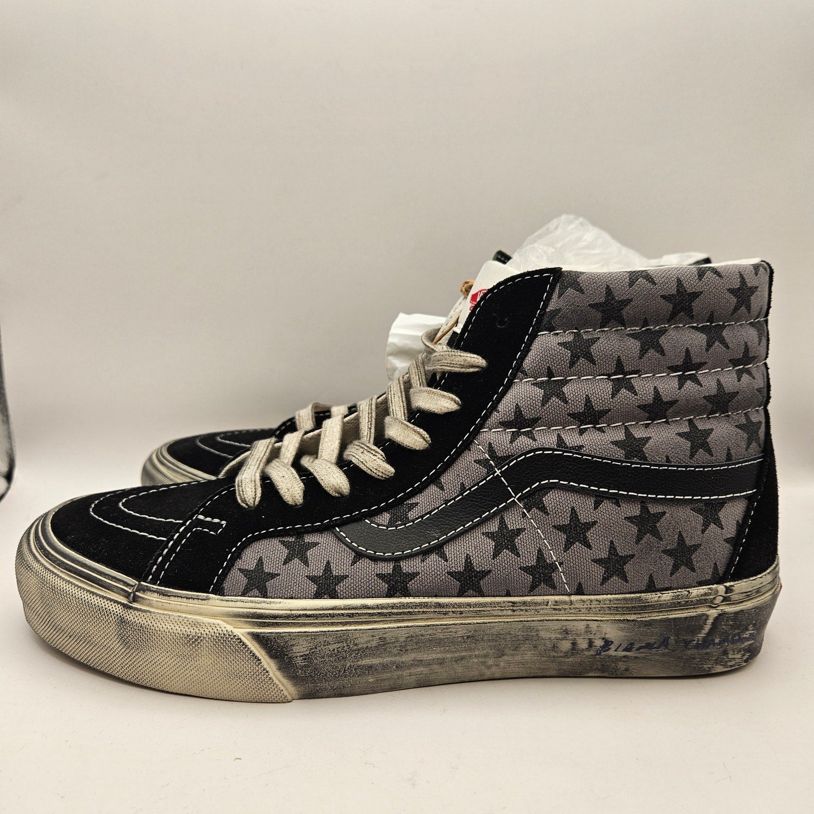 VANS X BIANCA CHANDON M8.5 W10 SK8-HI REISSUE LX BLK GRY WHT DISTRESSED NWOB