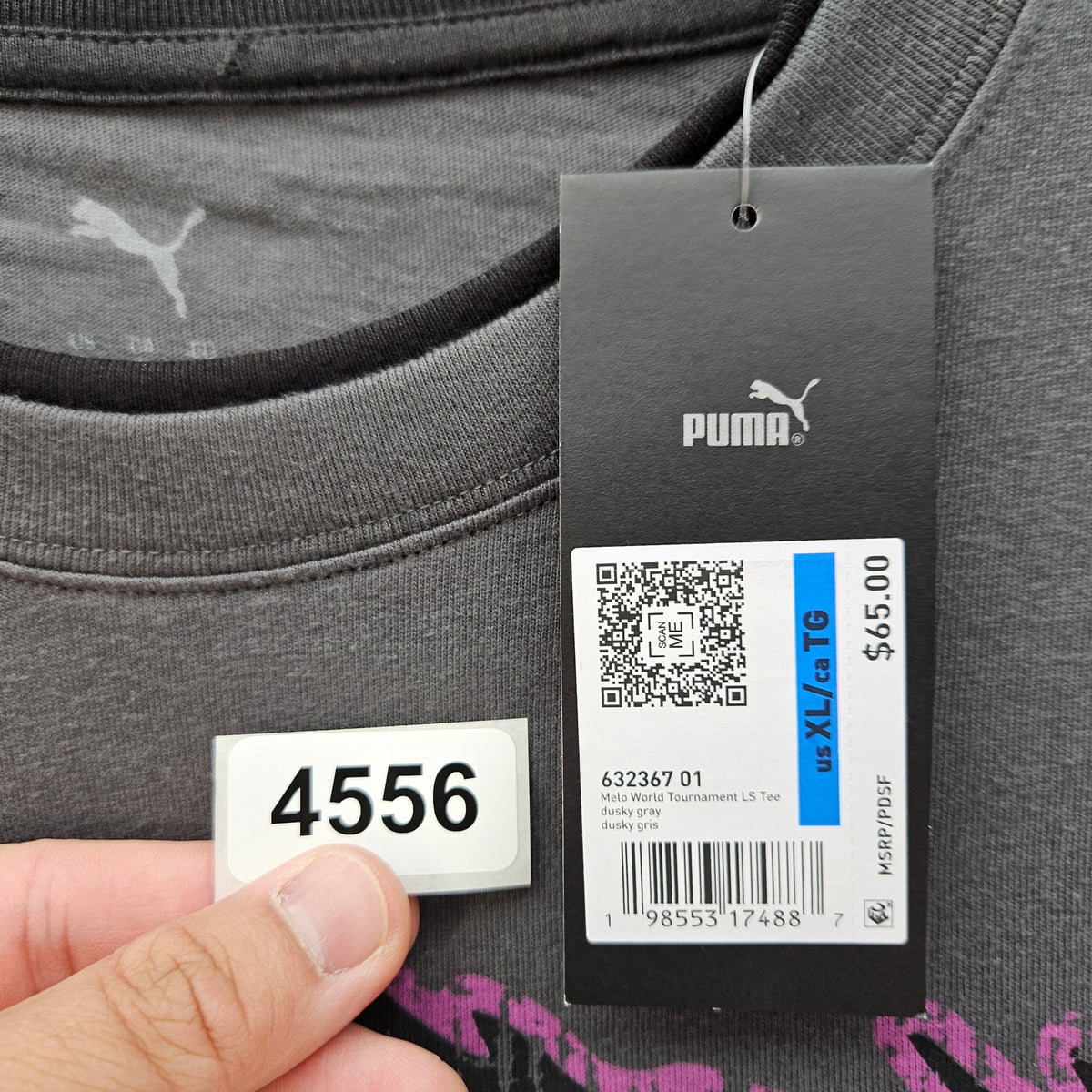 PUMA MEN'S XL MELO WORLD TOURNAMENT LONG SLEEVE TEE SHIRT DUSKY GRAY 632367-01