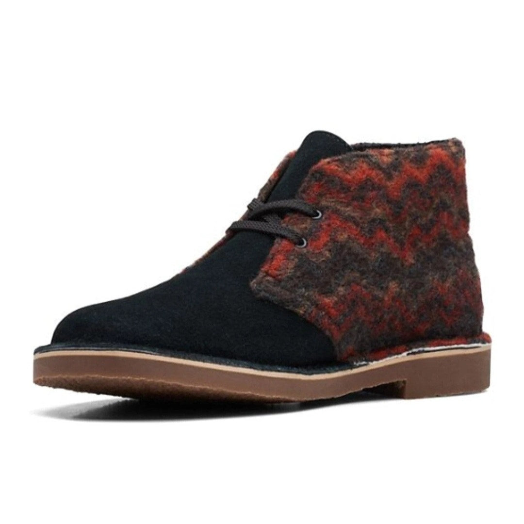 CLARKS MEN'S 10 BUSHACRE 3 CHUKKA BOOT BLADE SUEDE WOOL PRINT 68658