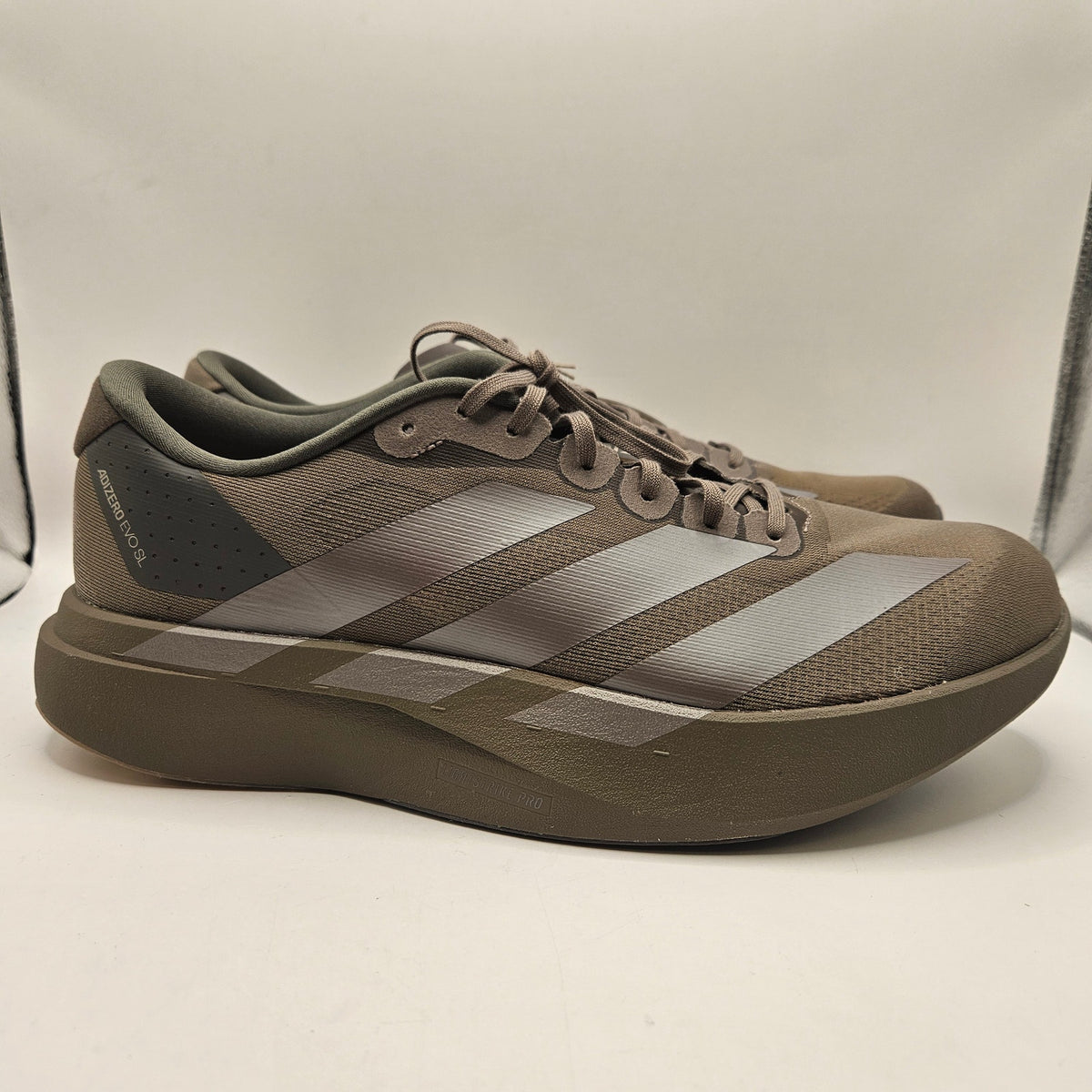 ADIDAS MEN'S 10.5 ADIZERO EVO SL BROWN KI6884 RUNNING SHOES NWOB