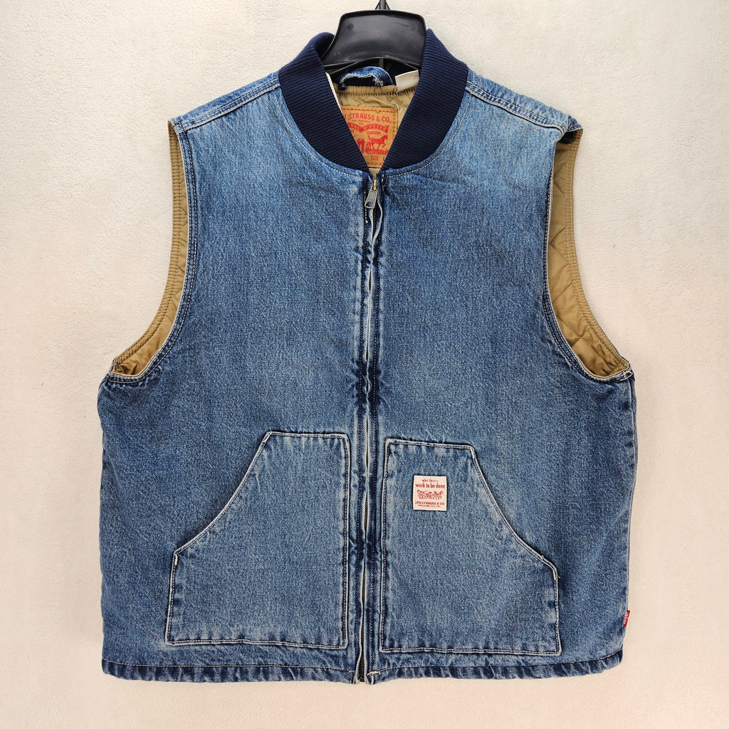 LEVI'S MEN'S LARGE SANSOME VEST INSULATED SUNBURNT MEDIUM WASH NWT