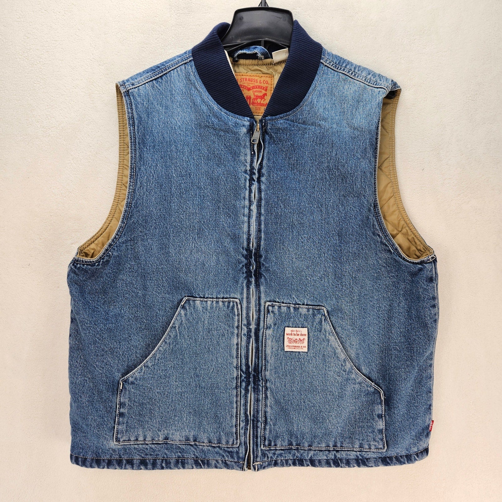 LEVI'S MEN'S LARGE SANSOME VEST INSULATED SUNBURNT MEDIUM WASH NWT