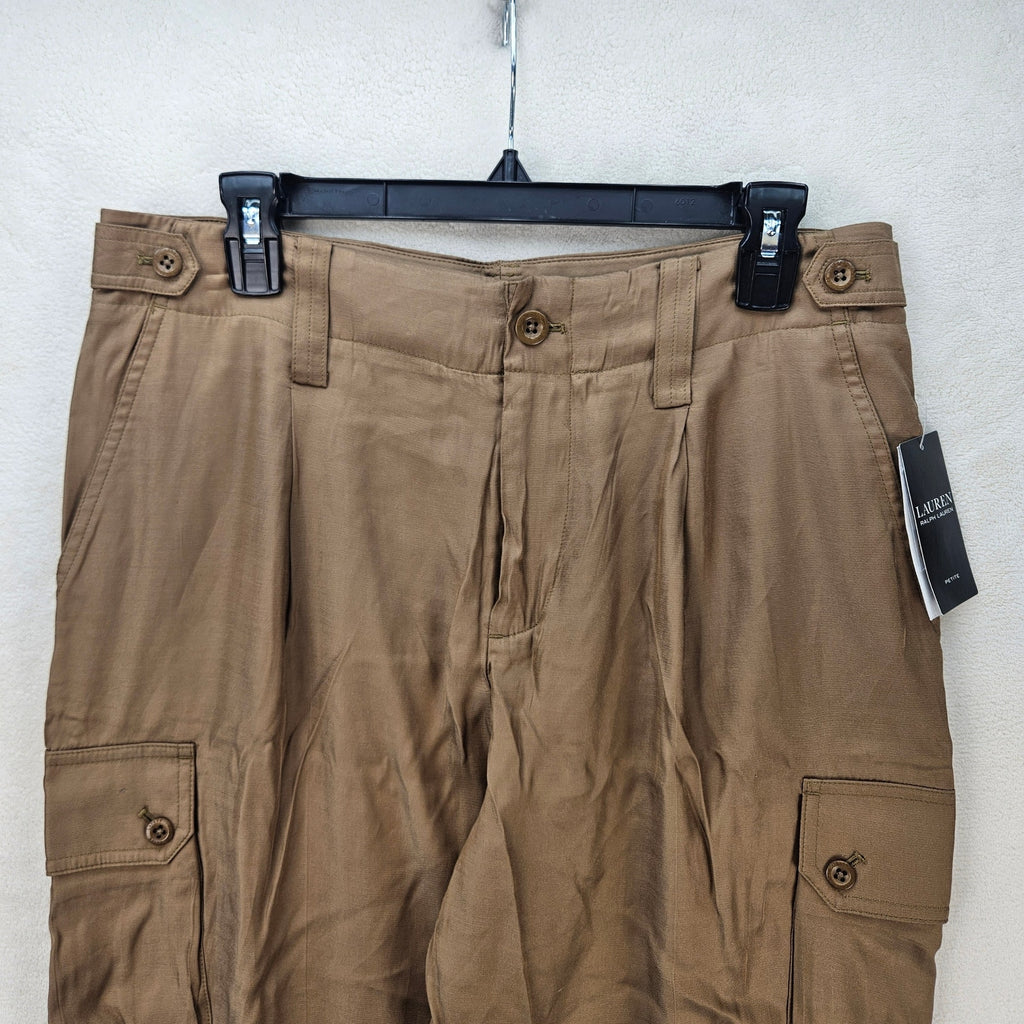 LAUREN RALPH LAUREN PETITE 10 UTILITY CARGO PANTS HONEY TAN NWT
