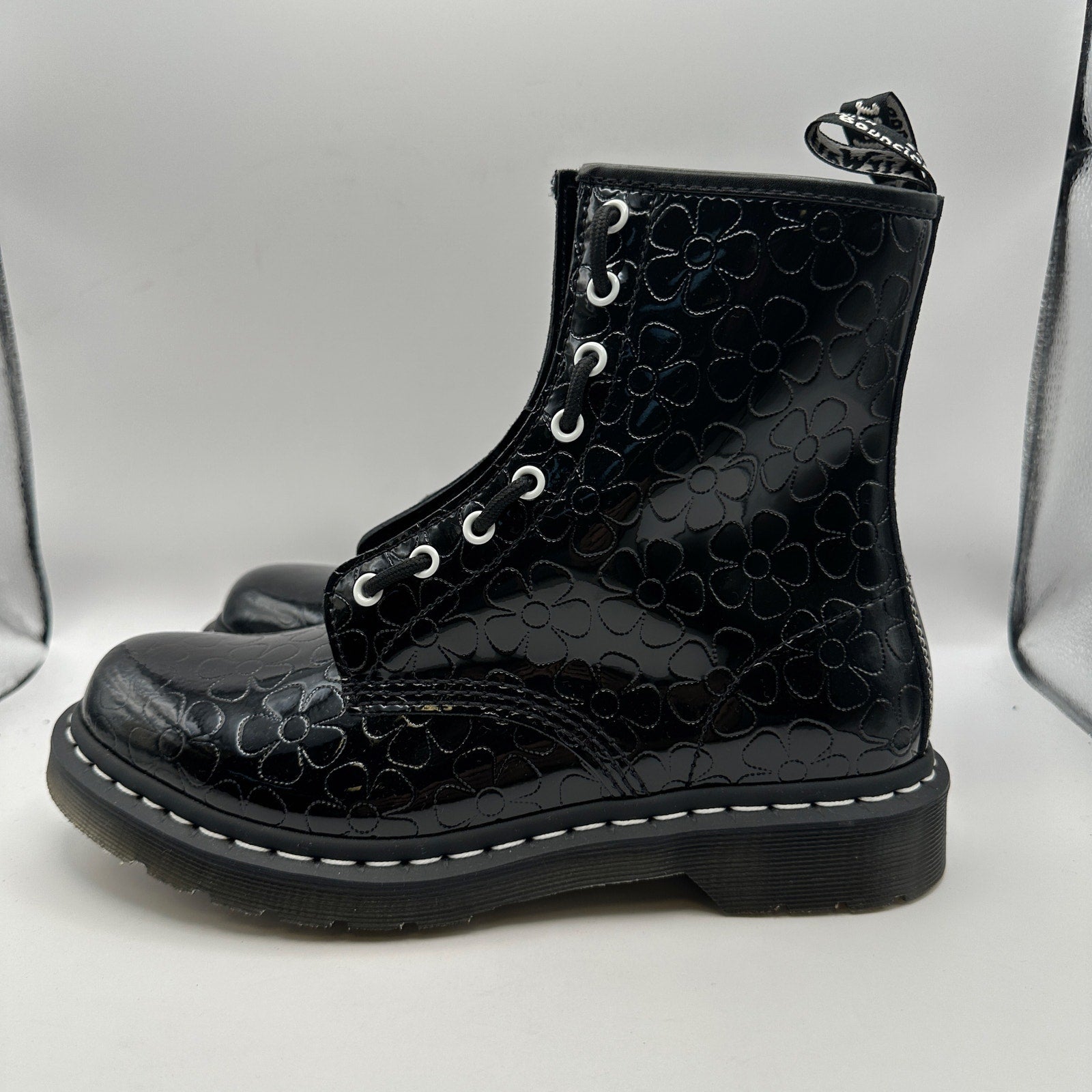 DR Martens 1460 Women's 10 JUNGLE Flower Emboss Patent Leather Boot NWOB