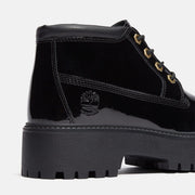 TIMBERLAND WOMEN'S 6.5 STONE STREET MID LACE WATERPROOF PATENT BLACK LEATHER NIB