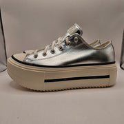 CONVERSE MEN'S 9 CHUCK TAYLOR LIFT DOUBLE STACK PLATFORM SILVER METALLIC A16406C