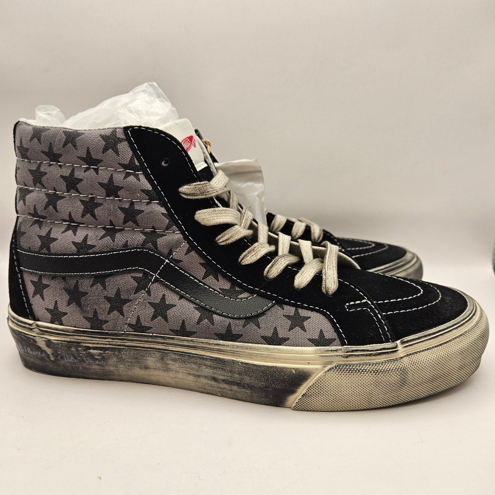 VANS X BIANCA CHANDON M8.5 W10 SK8-HI REISSUE LX BLK GRY WHT DISTRESSED NWOB