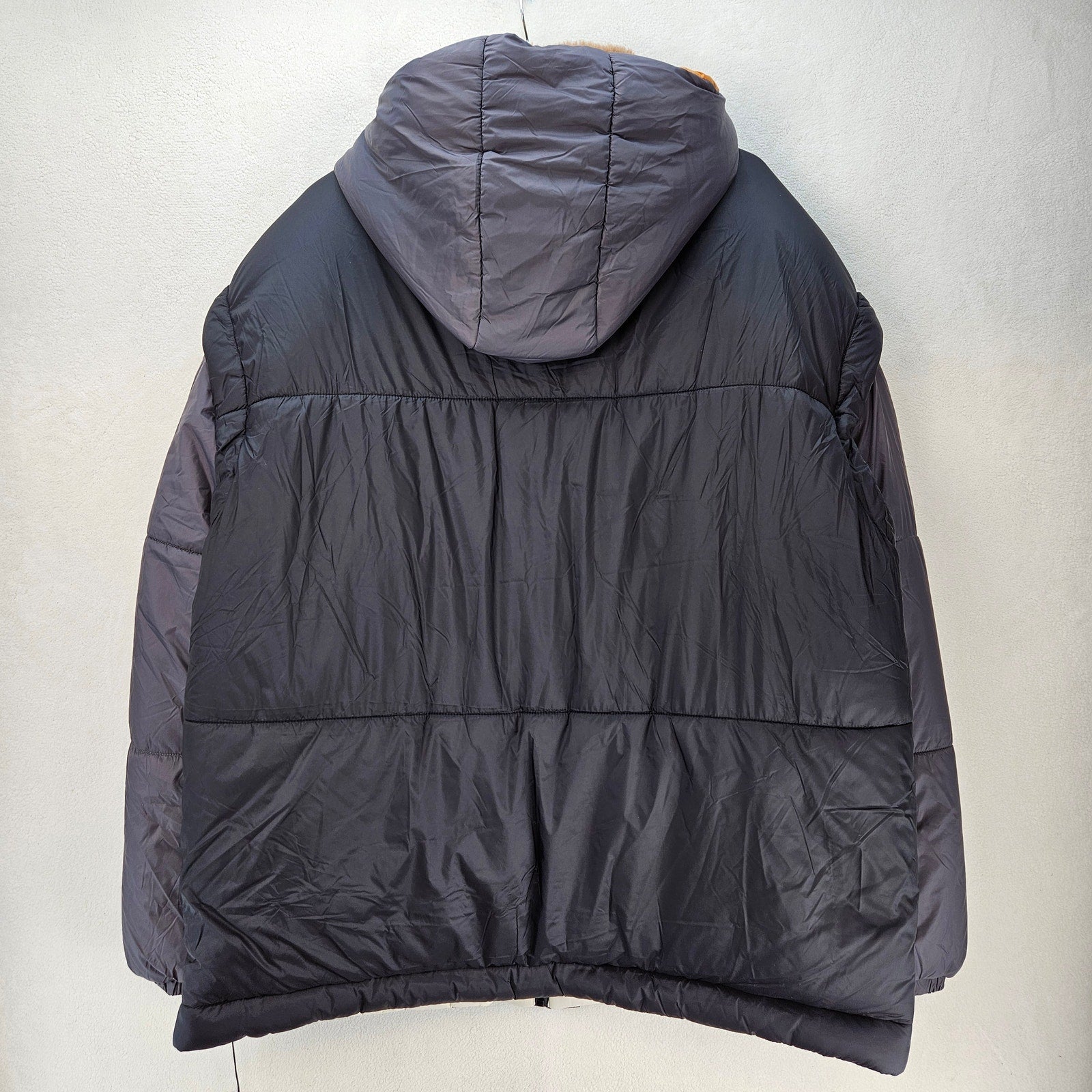 UGG UNISEX L/XL KRISTIAN COVERTIBLE HOODED PUFFER COAT BLACK CREAM OVERSIZED NWT